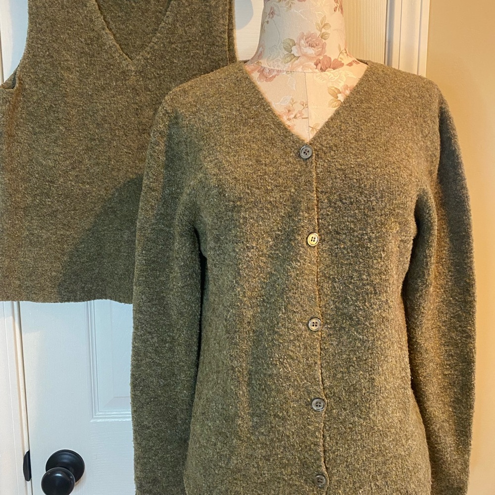 Doncaster Green Cardigan 2 Pc Soft Knit Timeless Design